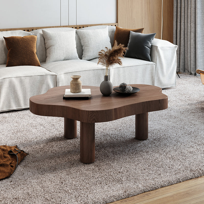 Nordic Geometric Wooden Coffee Table 3 Legs Cocktail Table - 15.75" H