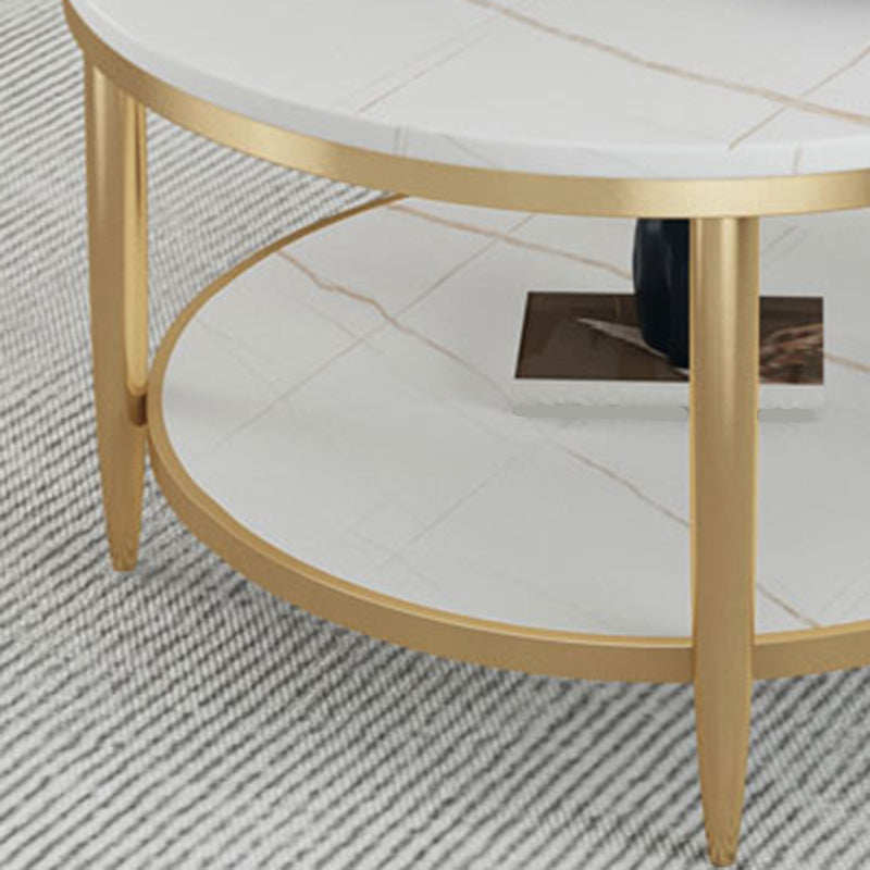 Slate Round Coffee Table Glam 4 Legs Coffee Table with Storage