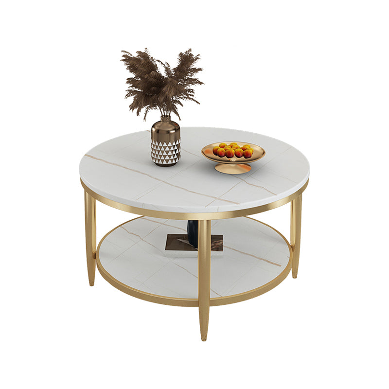 Slate Round Coffee Table Glam 4 Legs Coffee Table with Storage