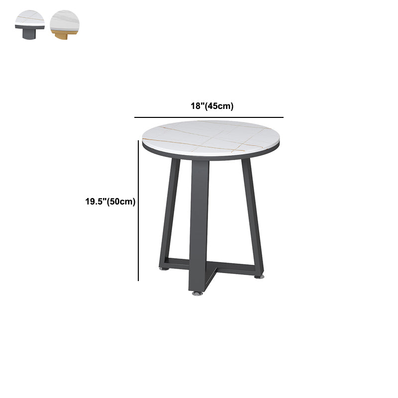 Glam Metal Cross Legs Coffee Table Slate Top Round Coffee Table