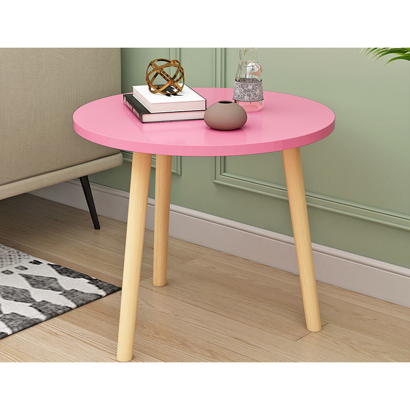 Modern White/yellow/black/pink Round End Table Wooden Tripod Sofa Side Table
