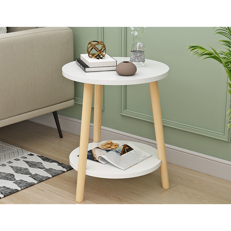 Modern White/yellow/black/pink Round End Table Wooden Tripod Sofa Side Table