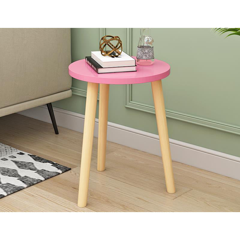 Modern White/yellow/black/pink Round End Table Wooden Tripod Sofa Side Table