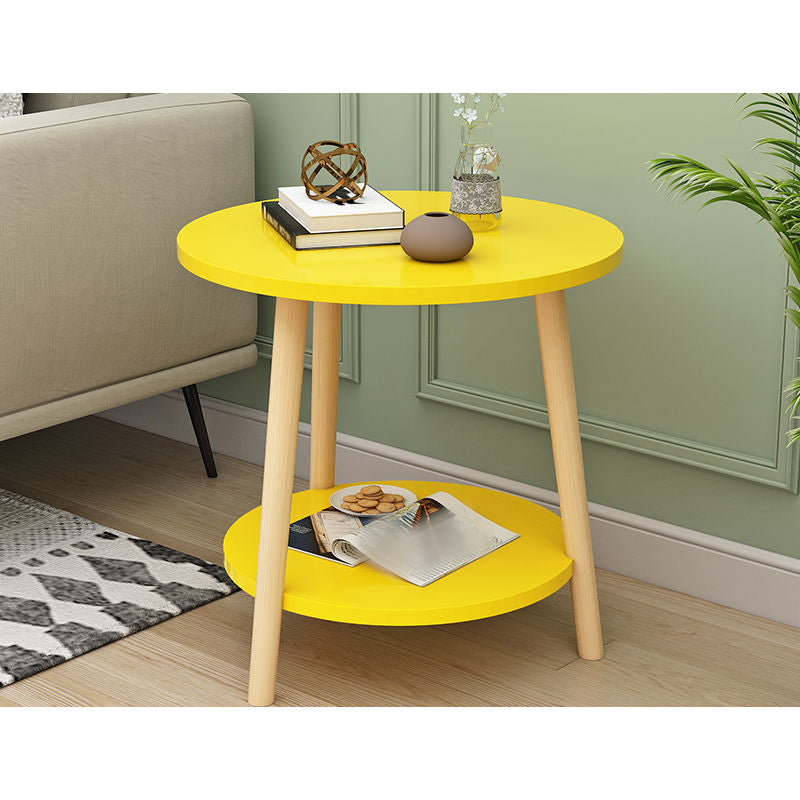 Modern White/yellow/black/pink Round End Table Wooden Tripod Sofa Side Table
