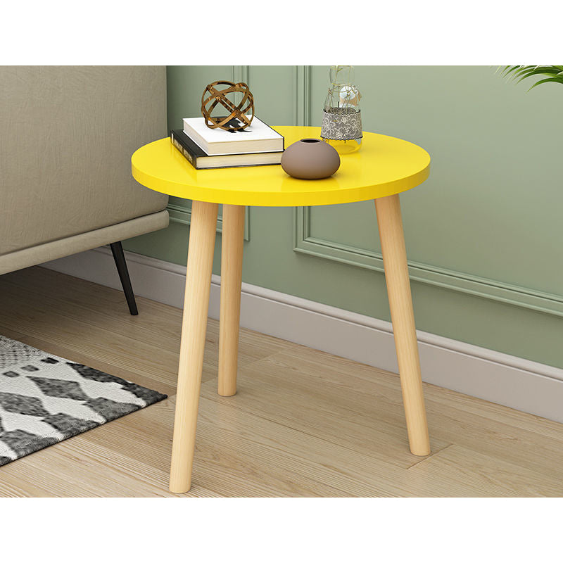 Modern White/yellow/black/pink Round End Table Wooden Tripod Sofa Side Table
