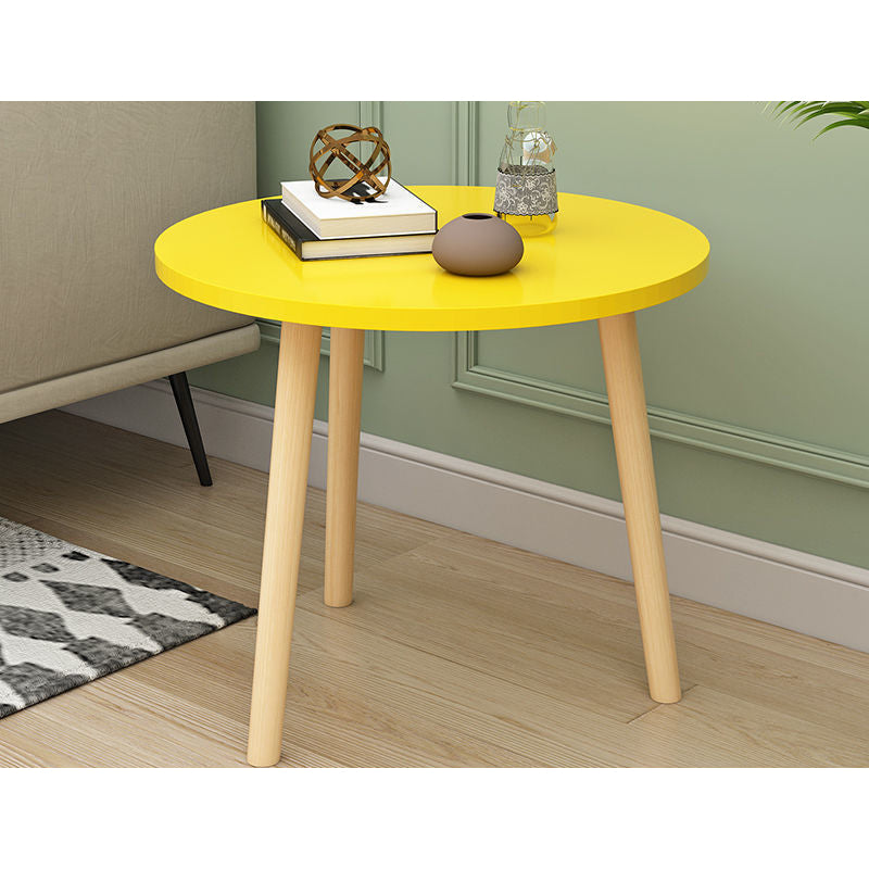 Modern White/yellow/black/pink Round End Table Wooden Tripod Sofa Side Table