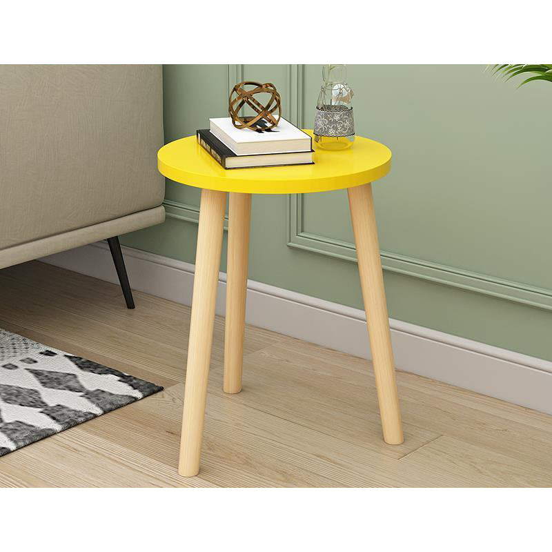 Modern White/yellow/black/pink Round End Table Wooden Tripod Sofa Side Table