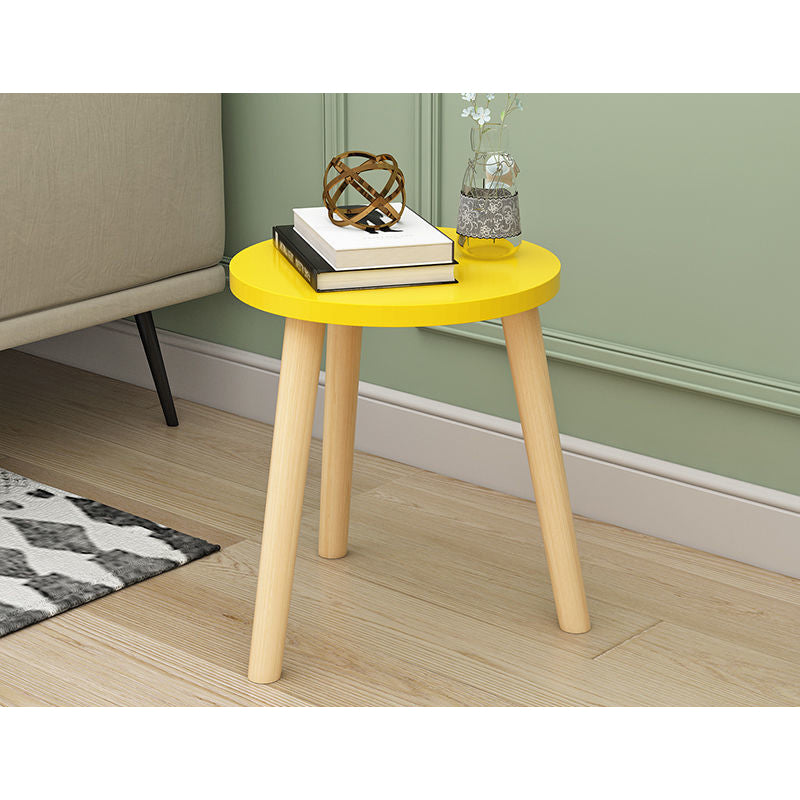 Modern White/yellow/black/pink Round End Table Wooden Tripod Sofa Side Table