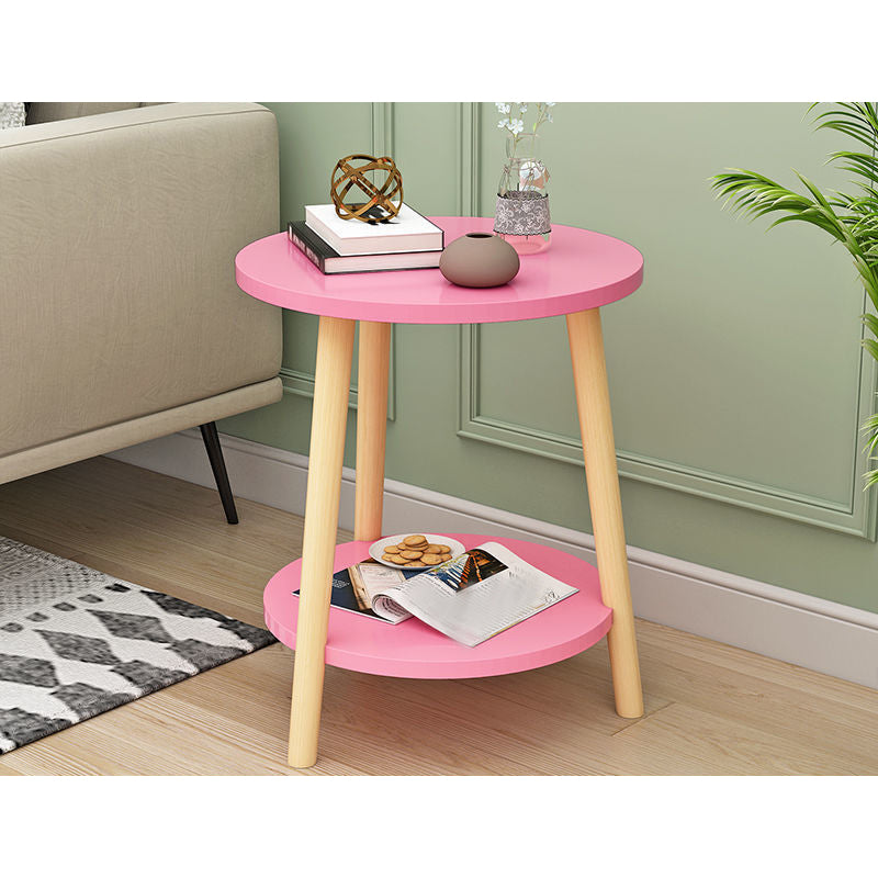 Modern White/yellow/black/pink Round End Table Wooden Tripod Sofa Side Table
