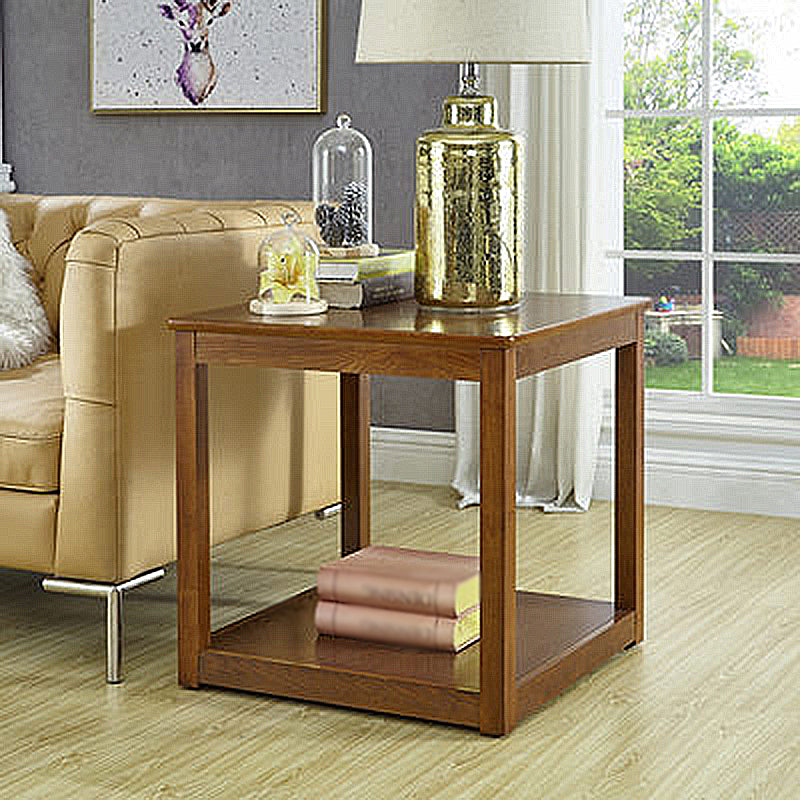 Farmhouse Square Wood End Table Brown/Walunt Sofa Side Table with Storage