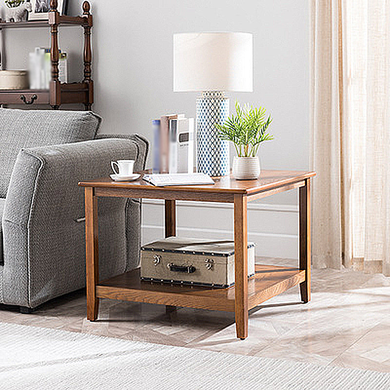 Farmhouse Square Wood End Table Brown/Walunt Sofa Side Table with Storage