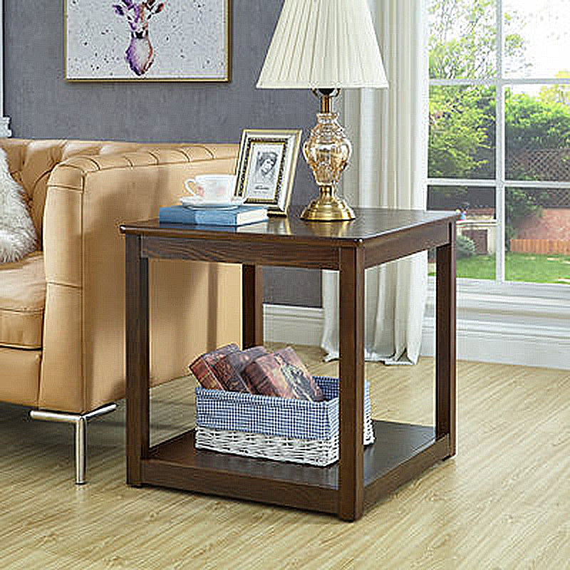 Farmhouse Square Wood End Table Brown/Walunt Sofa Side Table with Storage