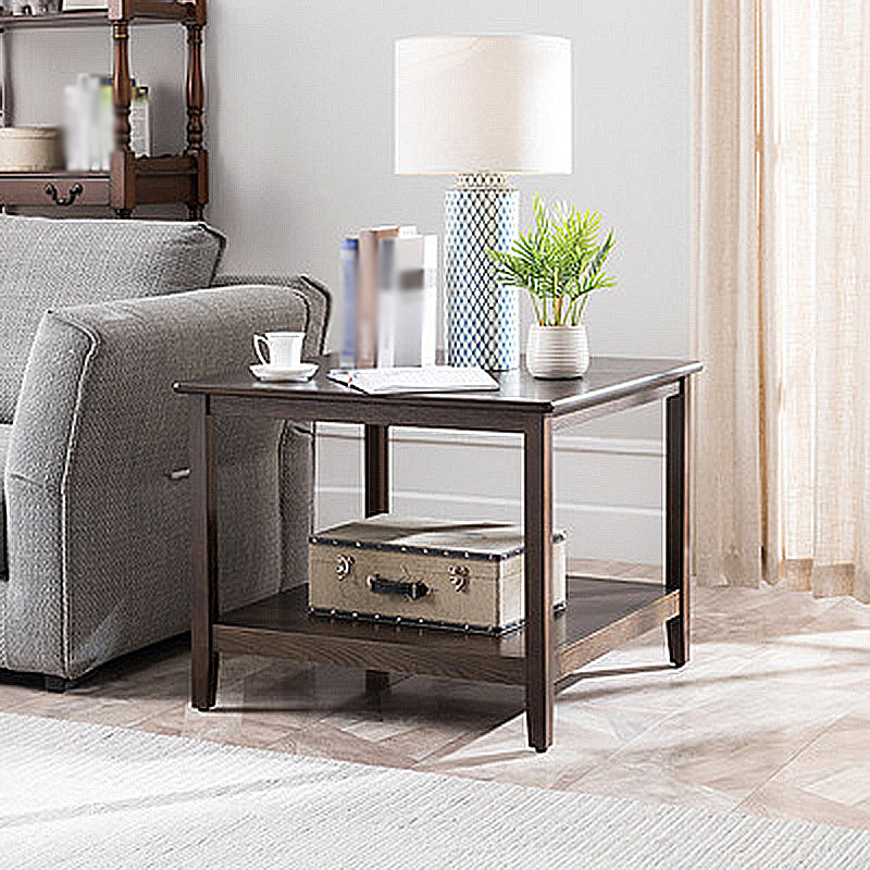 Farmhouse Square Wood End Table Brown/Walunt Sofa Side Table with Storage