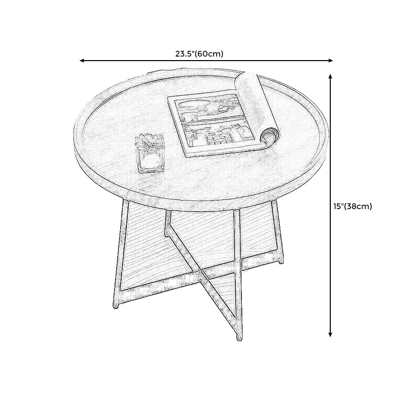 Modern Style Black Metal Base Wood-based/walnut Oval/round Table Top Side Table