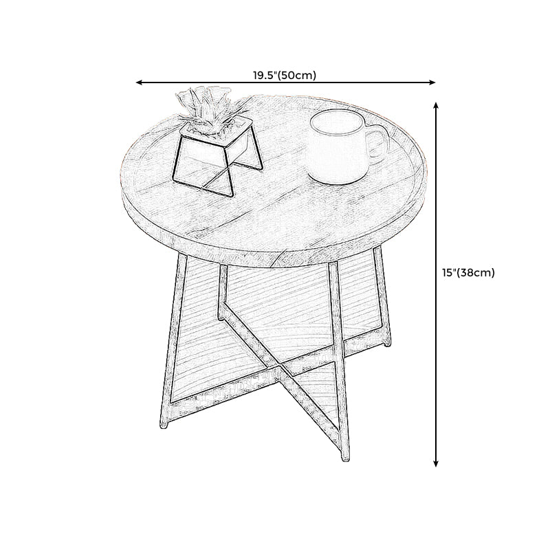 Modern Style Black Metal Base Wood-based/walnut Oval/round Table Top Side Table