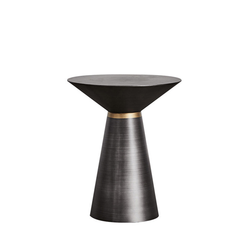 Glam Round Stainless Steel Side Table Fade-Resistant Pedestal Sofa End Table