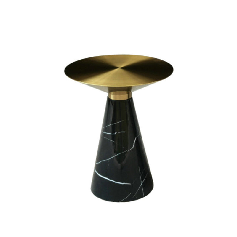 Glam Round Stainless Steel Side Table Fade-Resistant Pedestal Sofa End Table