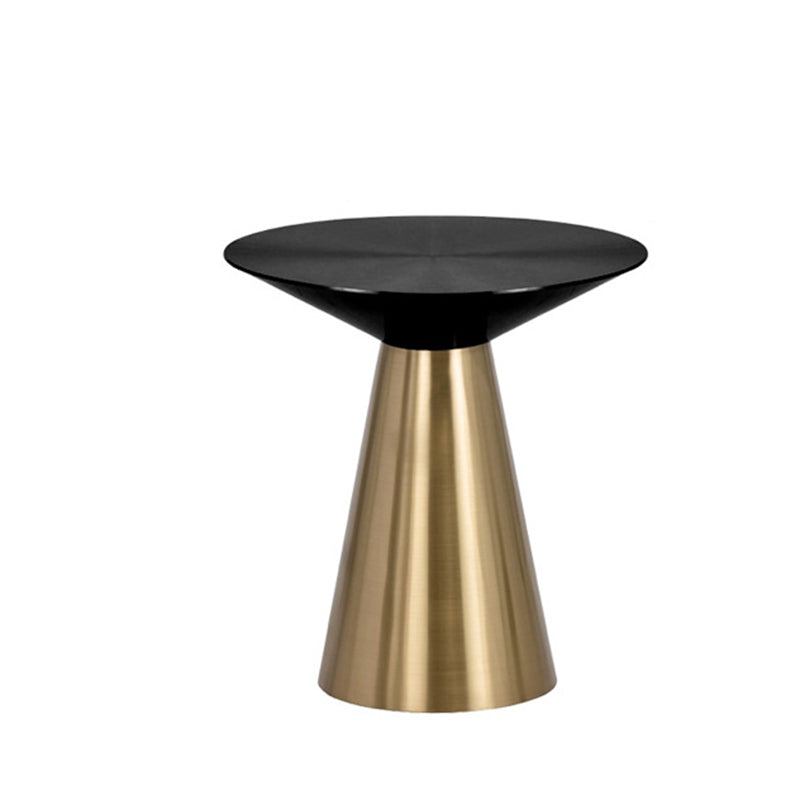 Glam Round Stainless Steel Side Table Fade-Resistant Pedestal Sofa End Table