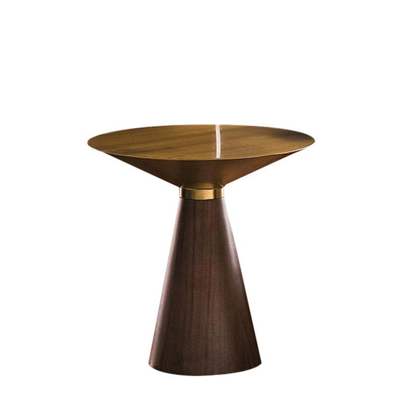 Glam Round Stainless Steel Side Table Fade-Resistant Pedestal Sofa End Table