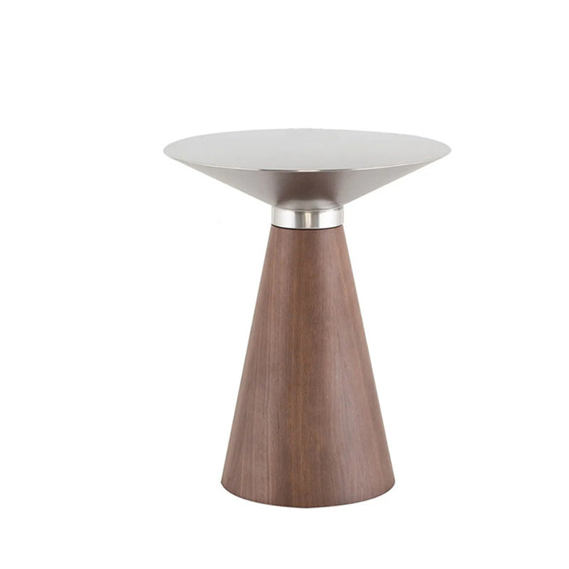 Glam Round Stainless Steel Side Table Fade-Resistant Pedestal Sofa End Table
