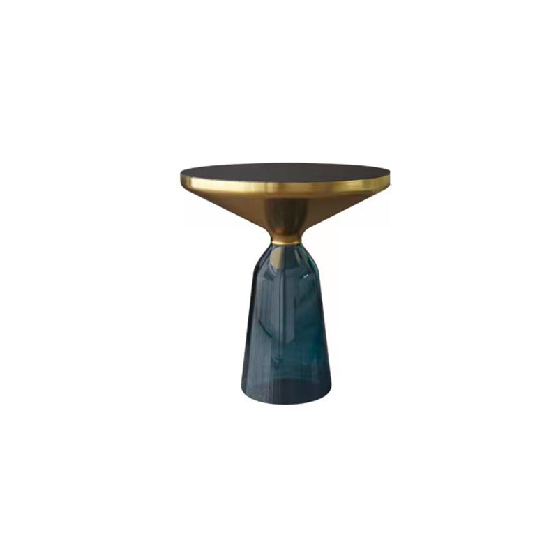 Contemporary Round Side Table Glass Pedestal Sofa End Table for Living Room