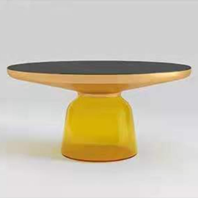 Contemporary Round Side Table Glass Pedestal Sofa End Table for Living Room