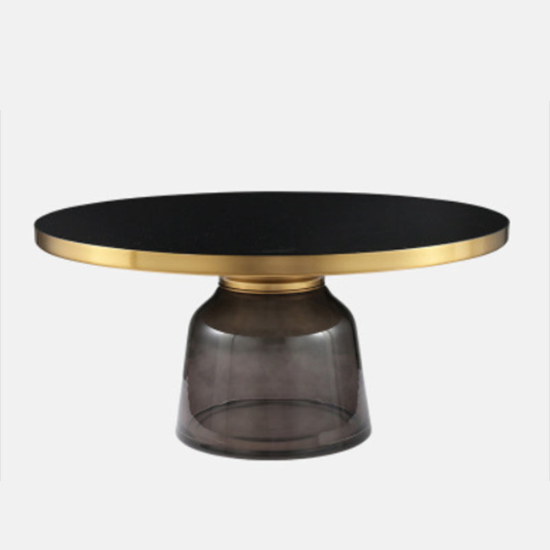 Contemporary Round Side Table Glass Pedestal Sofa End Table for Living Room
