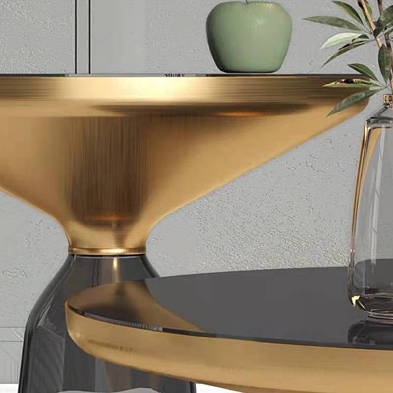 Contemporary Round Side Table Glass Pedestal Sofa End Table for Living Room
