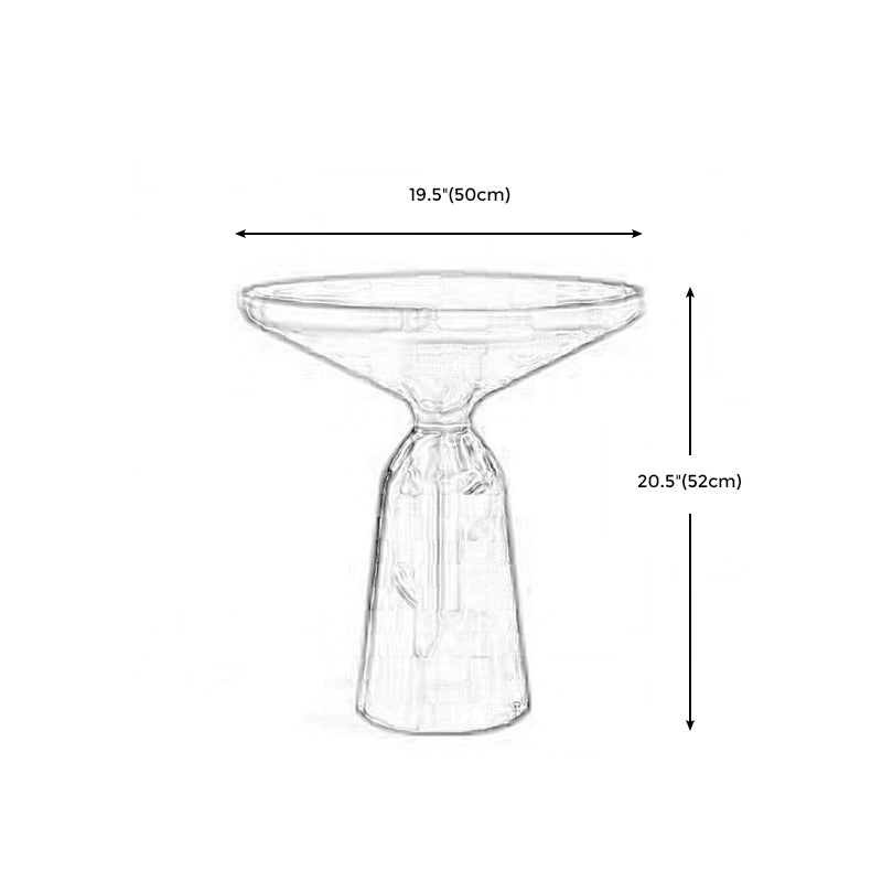 Contemporary Round Side Table Glass Pedestal Sofa End Table for Living Room