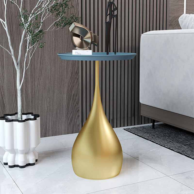 Modern Style Blue/gold/black Metal Base Metal Tray Round Side Table
