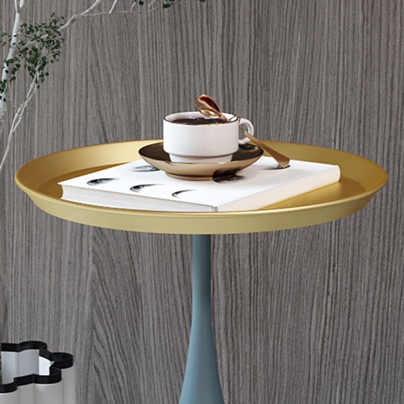Modern Style Blue/gold/black Metal Base Metal Tray Round Side Table