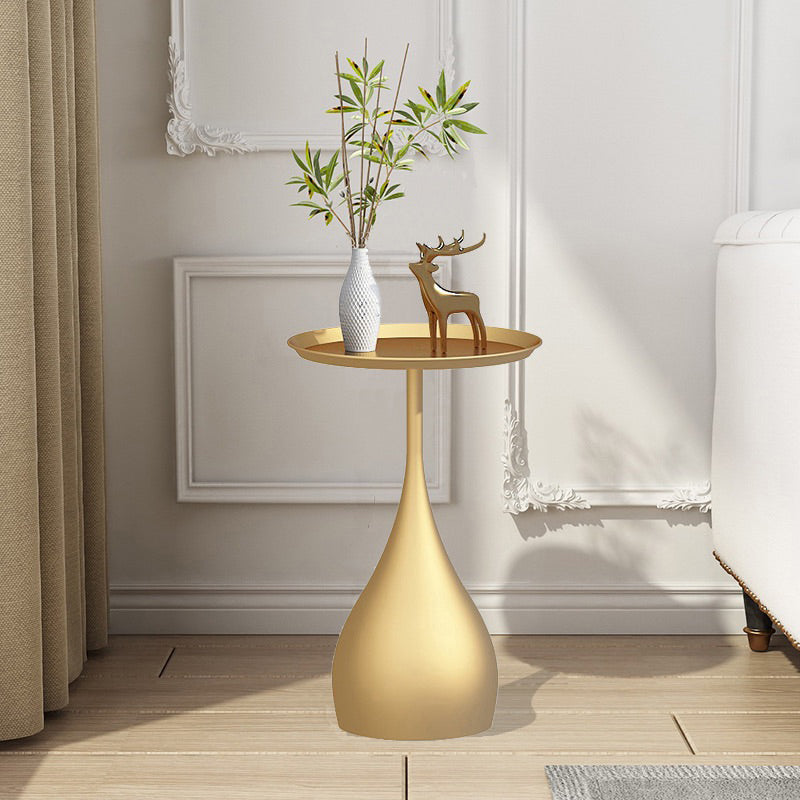 Modern Style Blue/gold/black Metal Base Metal Tray Round Side Table