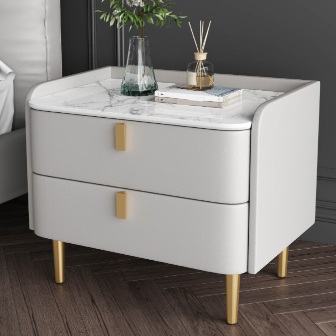 Glam Solid Wood 2-Drawer Nightstand 20" Tall Night Table and Legs