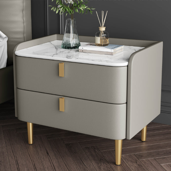 Glam Solid Wood 2-Drawer Nightstand 20" Tall Night Table and Legs