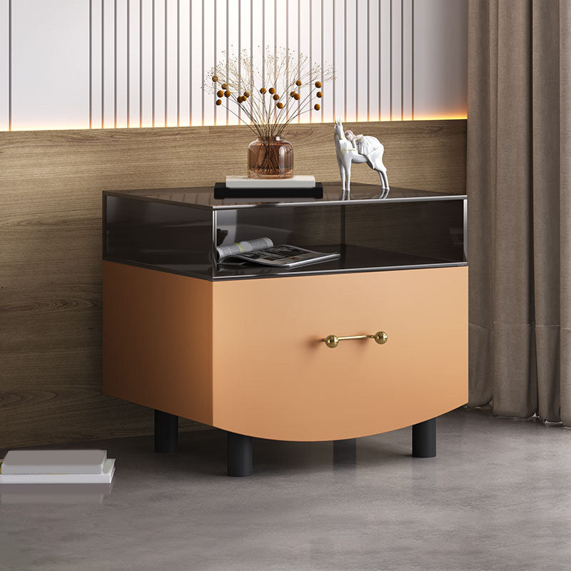 Nightstand with Drawer and Shelve 22" Tall Solid Wood Night Table with Legs