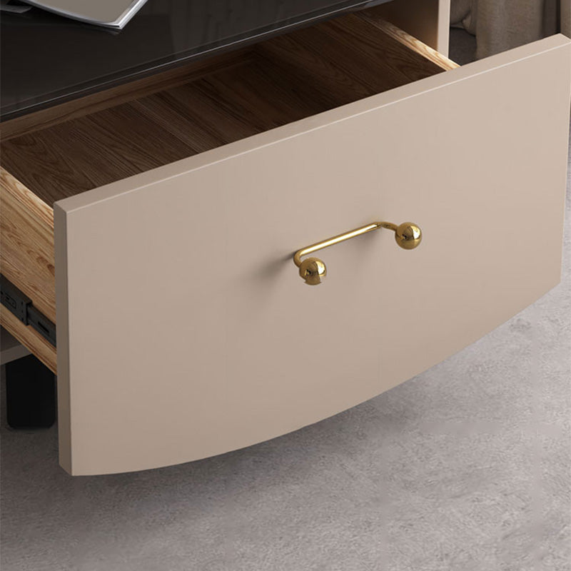 Nightstand with Drawer and Shelve 22" Tall Solid Wood Night Table with Legs