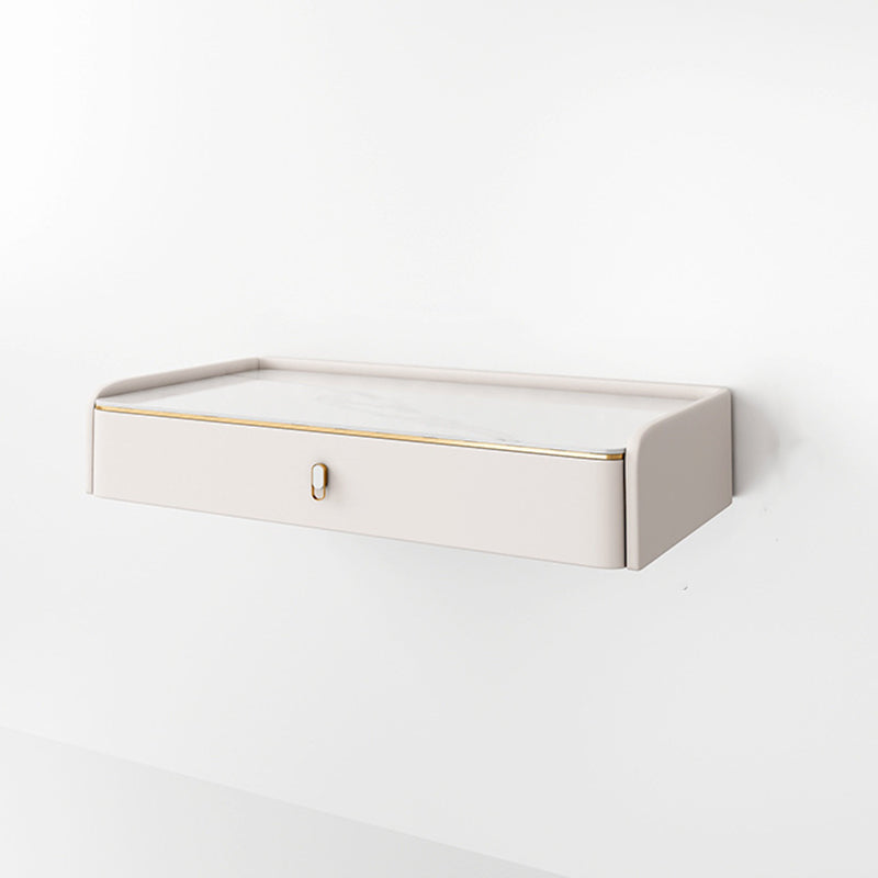 Glam Style Off-white Slate Countertop Wall Mounted with 1/2 Drawer Dresser