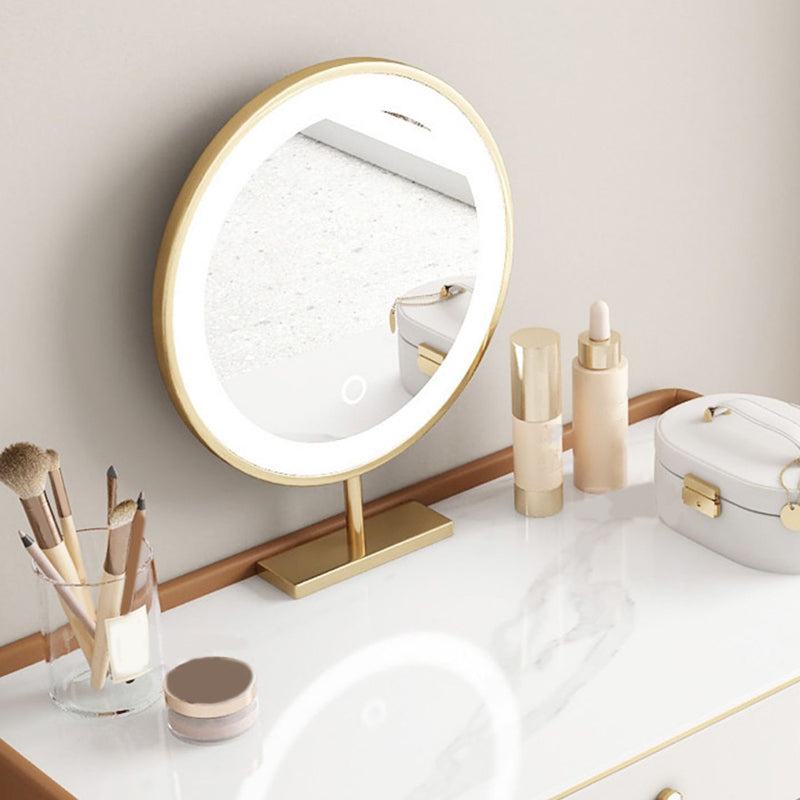 Glam Style Off-white Slate Countertop Wall Mounted with 1/2 Drawer Dresser