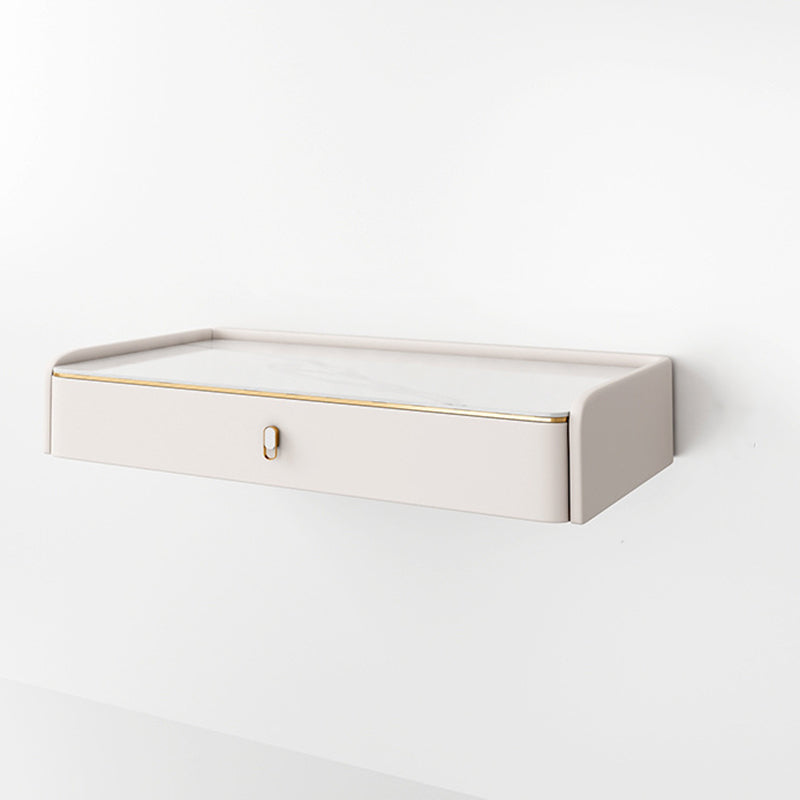 Glam Style Off-white Slate Countertop Wall Mounted with 1/2 Drawer Dresser