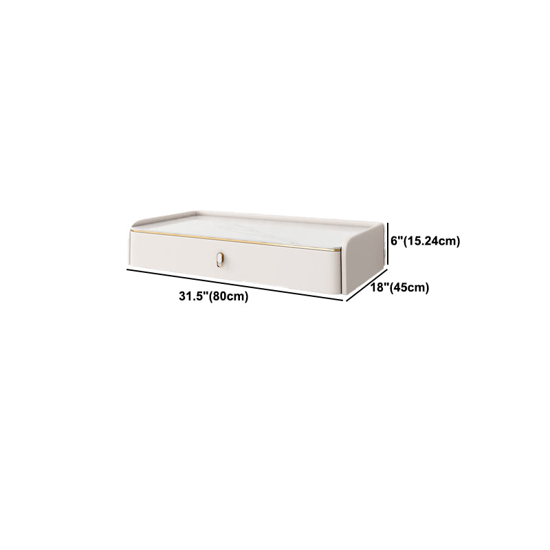 Glam Style Off-white Slate Countertop Wall Mounted with 1/2 Drawer Dresser