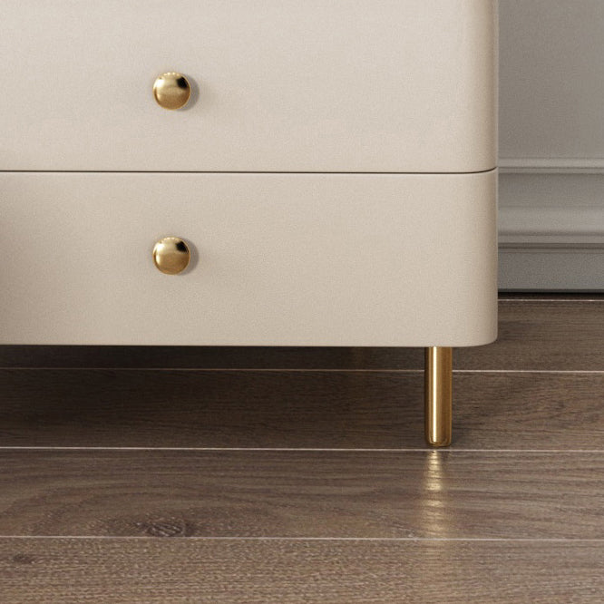 White Rock Sheet Top Gold Metal Base Glam Style 2/5 Drawers Dresser