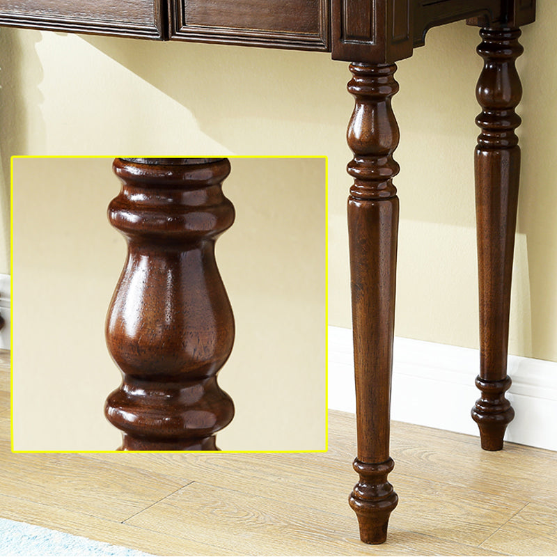 17.7"Wide Wood Makeup Vanity Set with Drawers and Mirror, Brown