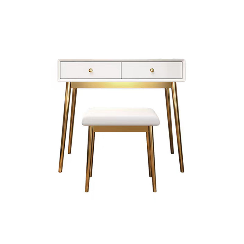 29.5" Height Wood Blue/ White Makeup Vanity with Drawers and Mirror