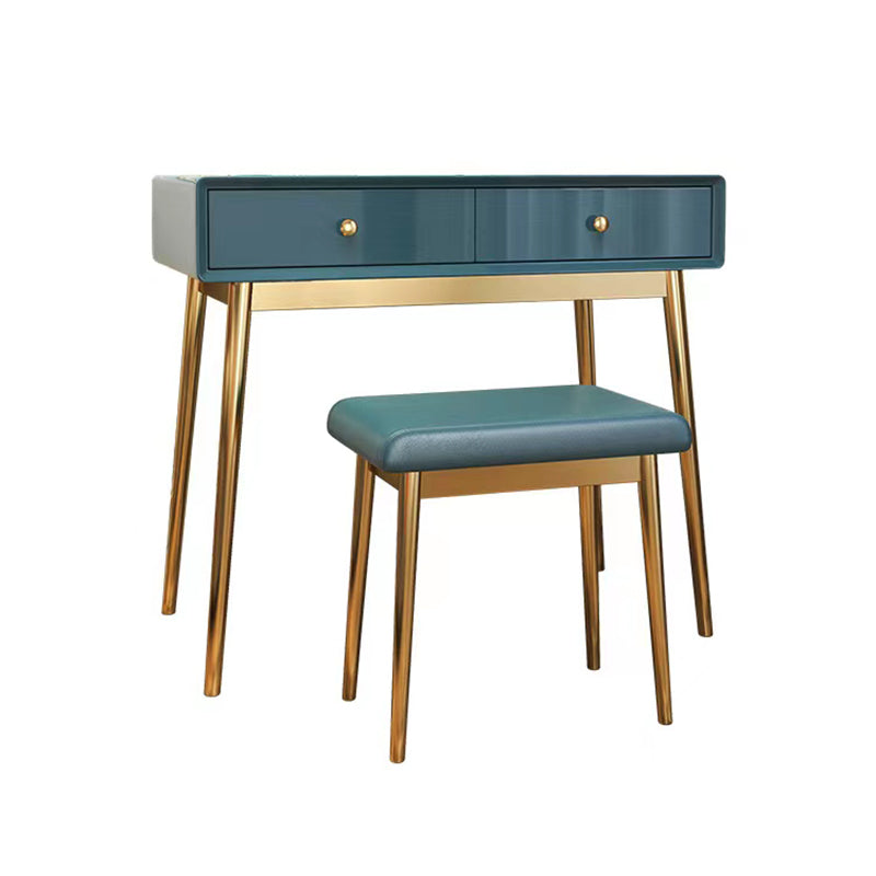 29.5" Height Wood Blue/ White Makeup Vanity with Drawers and Mirror