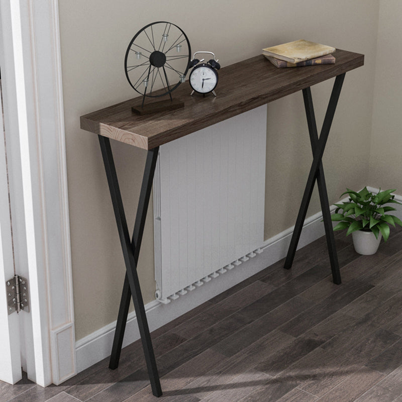 Solid Wood Mid-Century Console Sofa Table X-base Console Table, 31.49" H