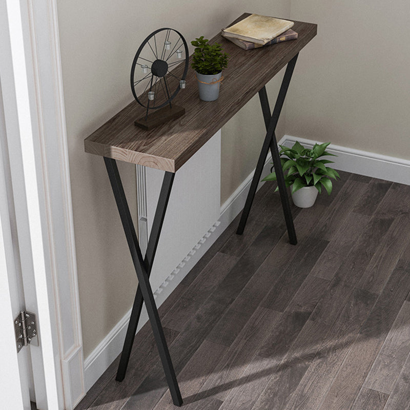 Solid Wood Mid-Century Console Sofa Table X-base Console Table, 31.49" H