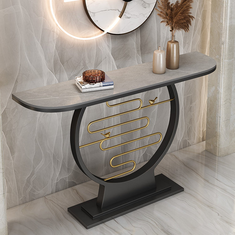 Half Moon Marble/metal Scratch Resistant Console Table for Hall