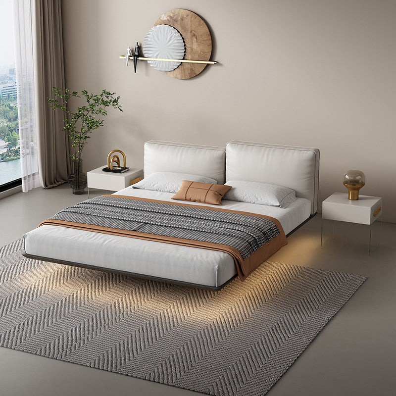 Modern Style Upholstered Headboard/white Grey Leather Suspension Bed