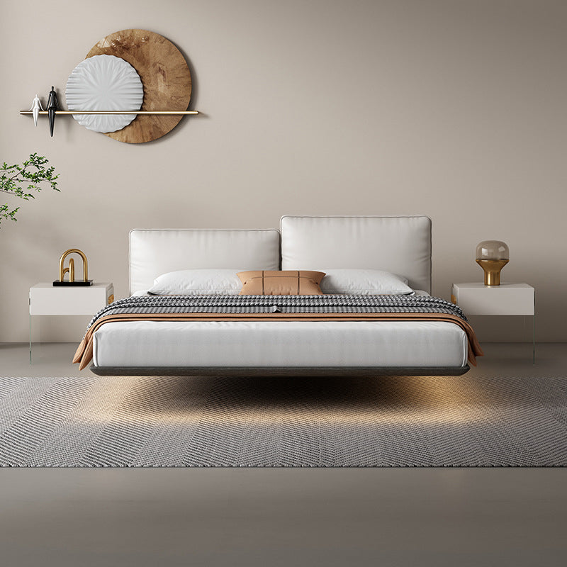 Modern Style Upholstered Headboard/white Grey Leather Suspension Bed