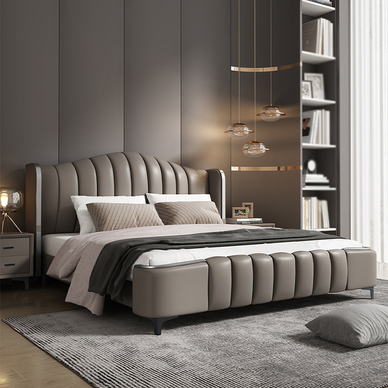 Glam Style Upholstered Headboard Leather Material Sponge Filled Multicolor Choice Bed